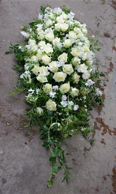 Natural White Rose Casket Spray