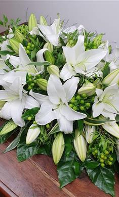 Natural White Lily Casket Spray